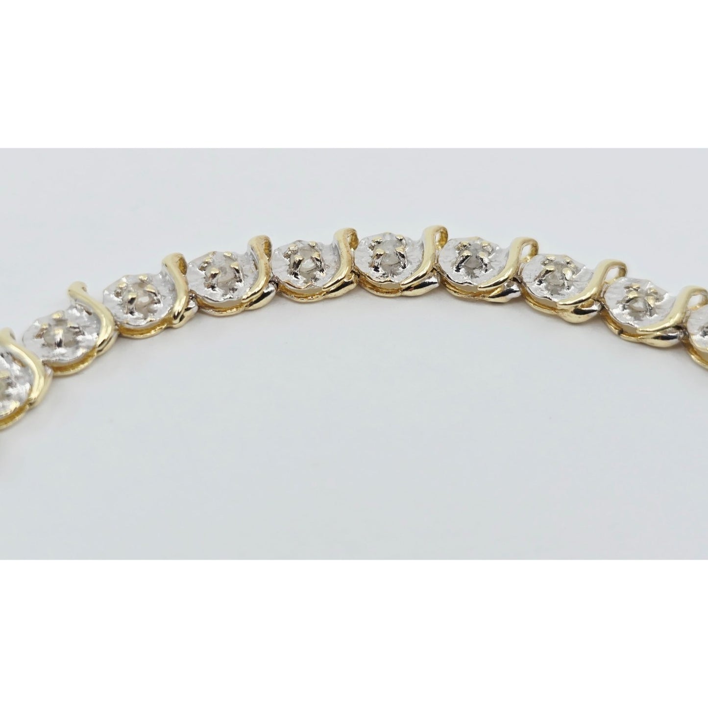 10K Two Tone Gold Diamond Tennis Link Bracelet