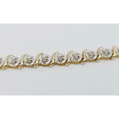 10K Two Tone Gold Diamond Tennis Link Bracelet