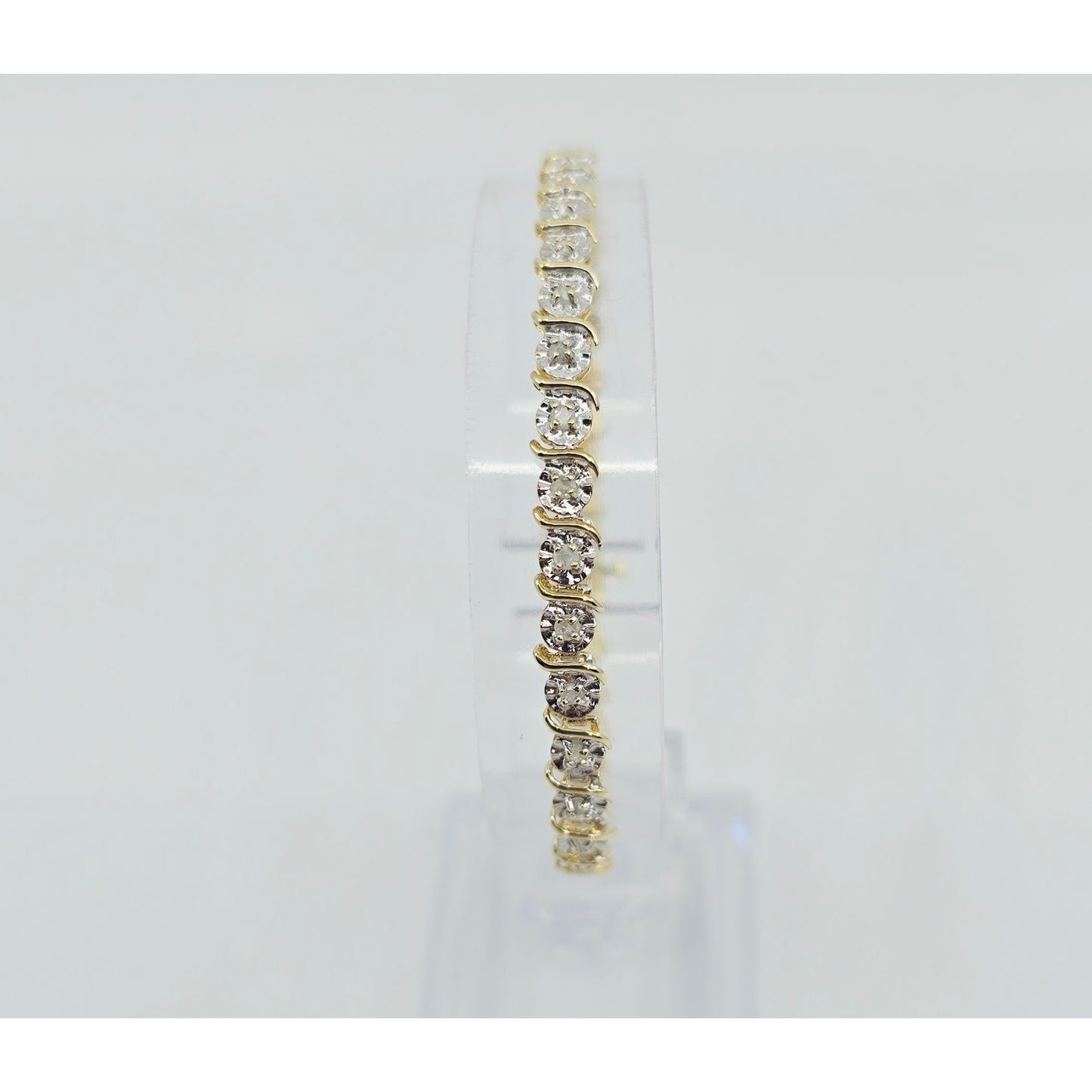 10K Two Tone Gold Diamond Tennis Link Bracelet