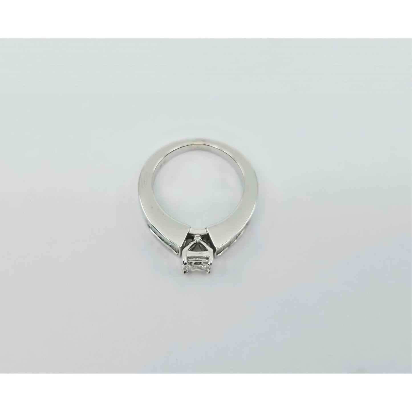 14K White Gold Princess & Baguette Cut Diamond Engagement Ring