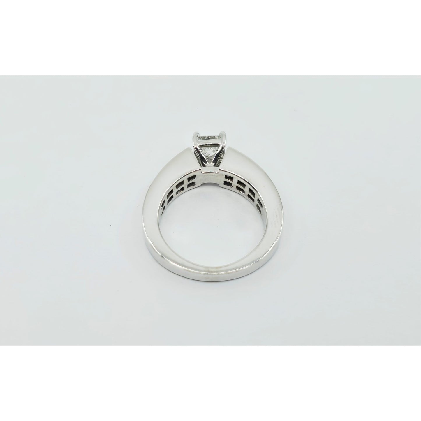 14K White Gold Princess & Baguette Cut Diamond Engagement Ring