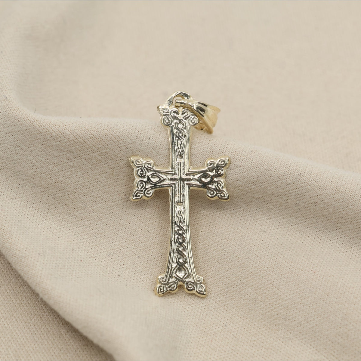 14K Yellow Gold Armenian Cross Pendant Charm