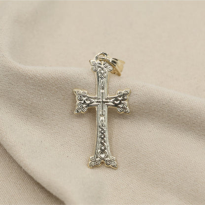 14K Yellow Gold Armenian Cross Pendant Charm