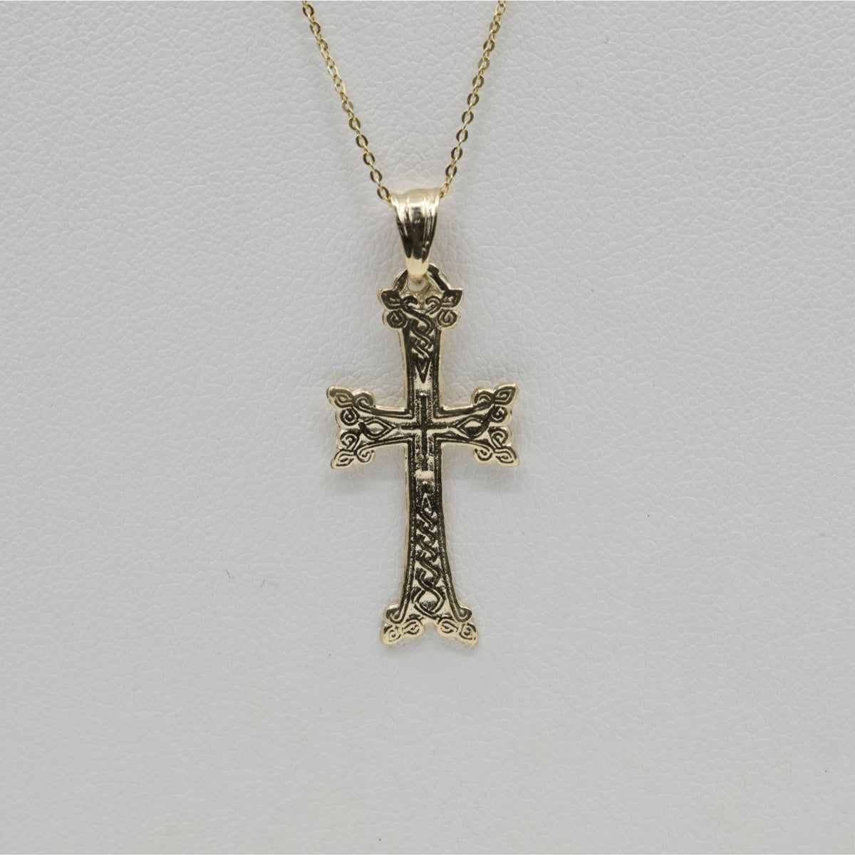 14K Yellow Gold Armenian Cross Pendant Charm