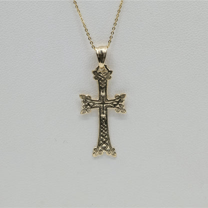 14K Yellow Gold Armenian Cross Pendant Charm