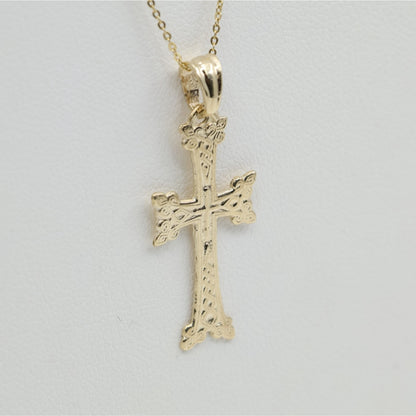 14K Yellow Gold Armenian Cross Pendant Charm