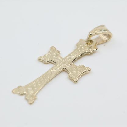 14K Yellow Gold Armenian Cross Pendant Charm