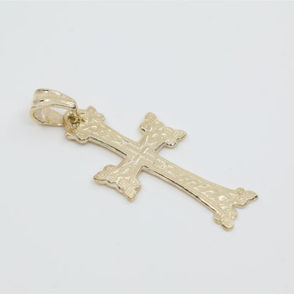 14K Yellow Gold Armenian Cross Pendant Charm
