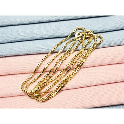 14K Yellow Gold Box Link Chain Necklace Italy