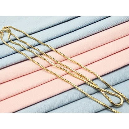 14K Yellow Gold Box Link Chain Necklace Italy