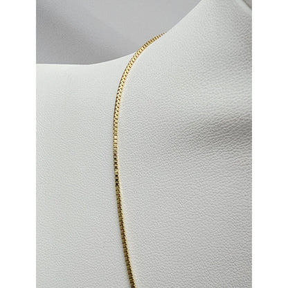 14K Yellow Gold Box Link Chain Necklace Italy