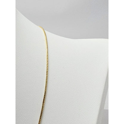 14K Yellow Gold Box Link Chain Necklace Italy