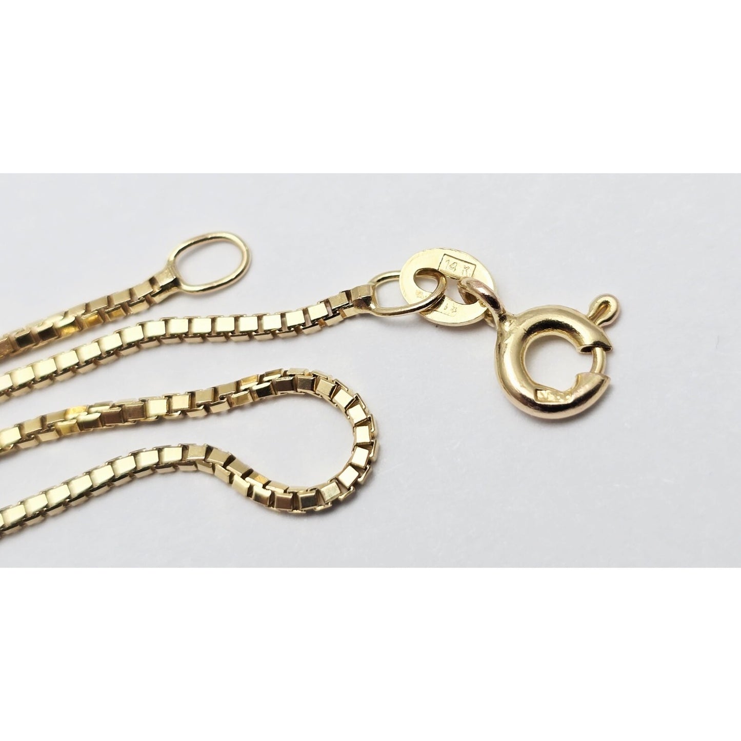 14K Yellow Gold Box Link Chain Necklace Italy