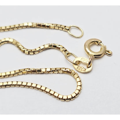 14K Yellow Gold Box Link Chain Necklace Italy