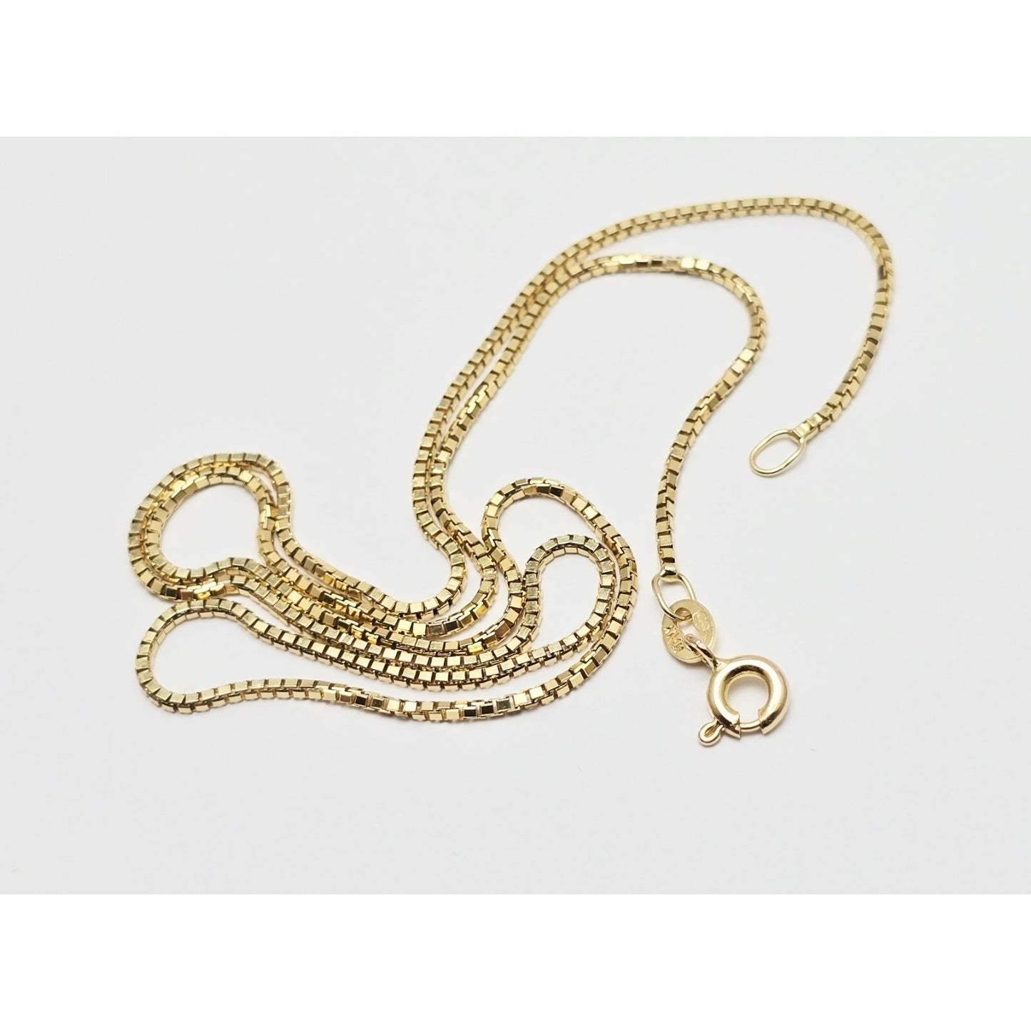 14K Yellow Gold Box Link Chain Necklace Italy