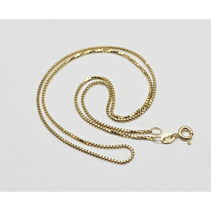 14K Yellow Gold Box Link Chain Necklace Italy