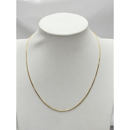 14K Yellow Gold Box Link Chain Necklace Italy