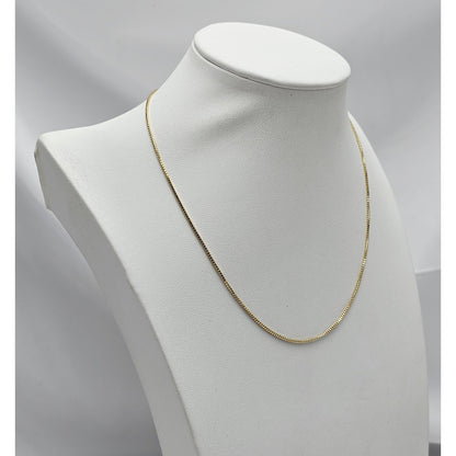 14K Yellow Gold Box Link Chain Necklace Italy