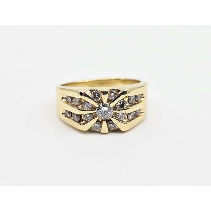 14K Yellow Gold Men's Diamond Cluster Ring