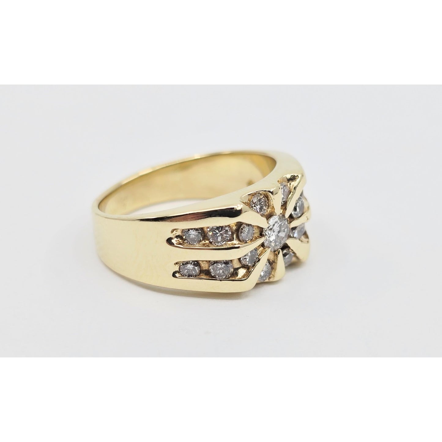 14K Yellow Gold Men's Diamond Cluster Ring