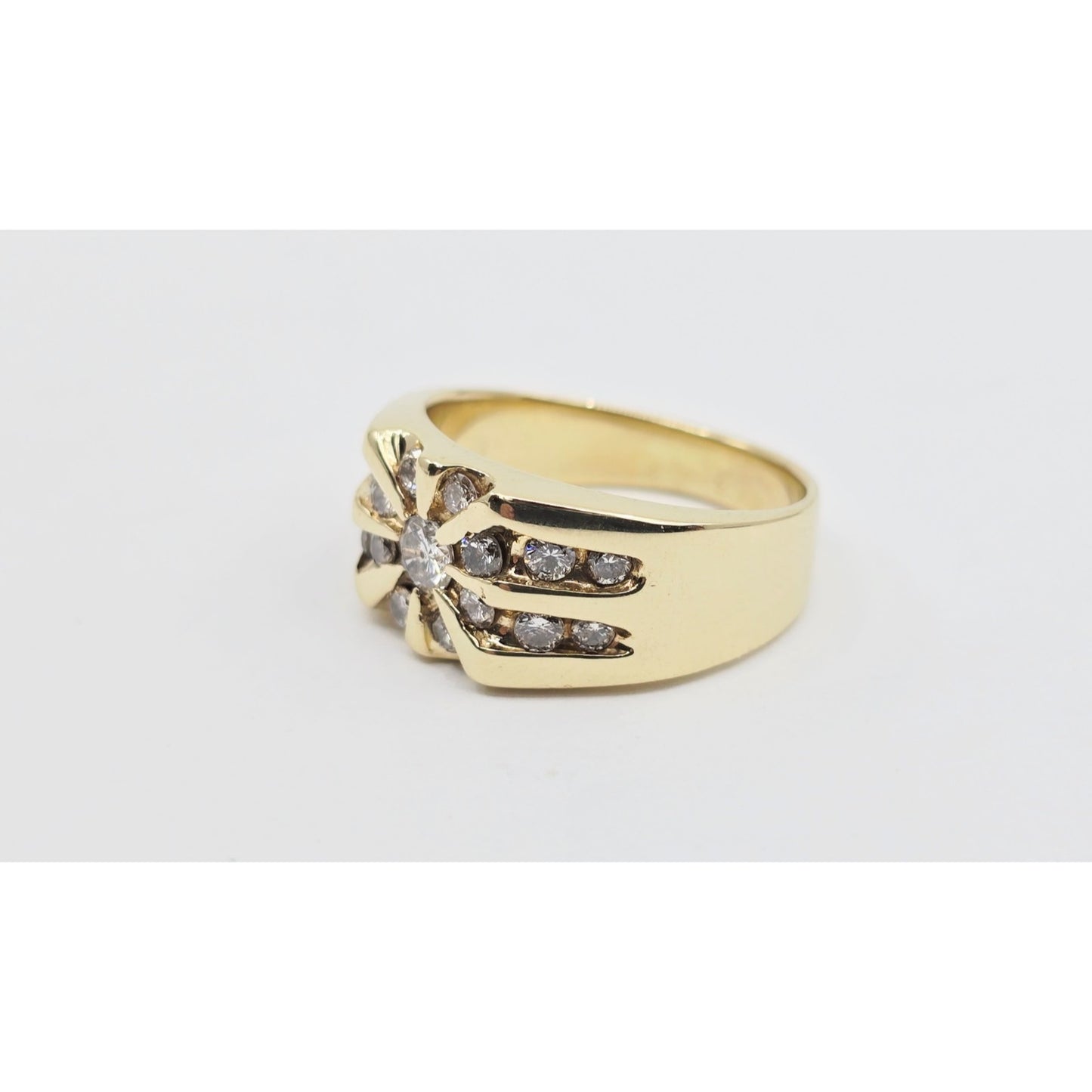 14K Yellow Gold Men's Diamond Cluster Ring