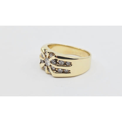 14K Yellow Gold Men's Diamond Cluster Ring