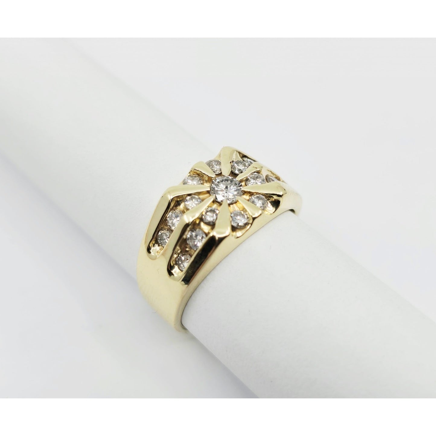 14K Yellow Gold Men's Diamond Cluster Ring