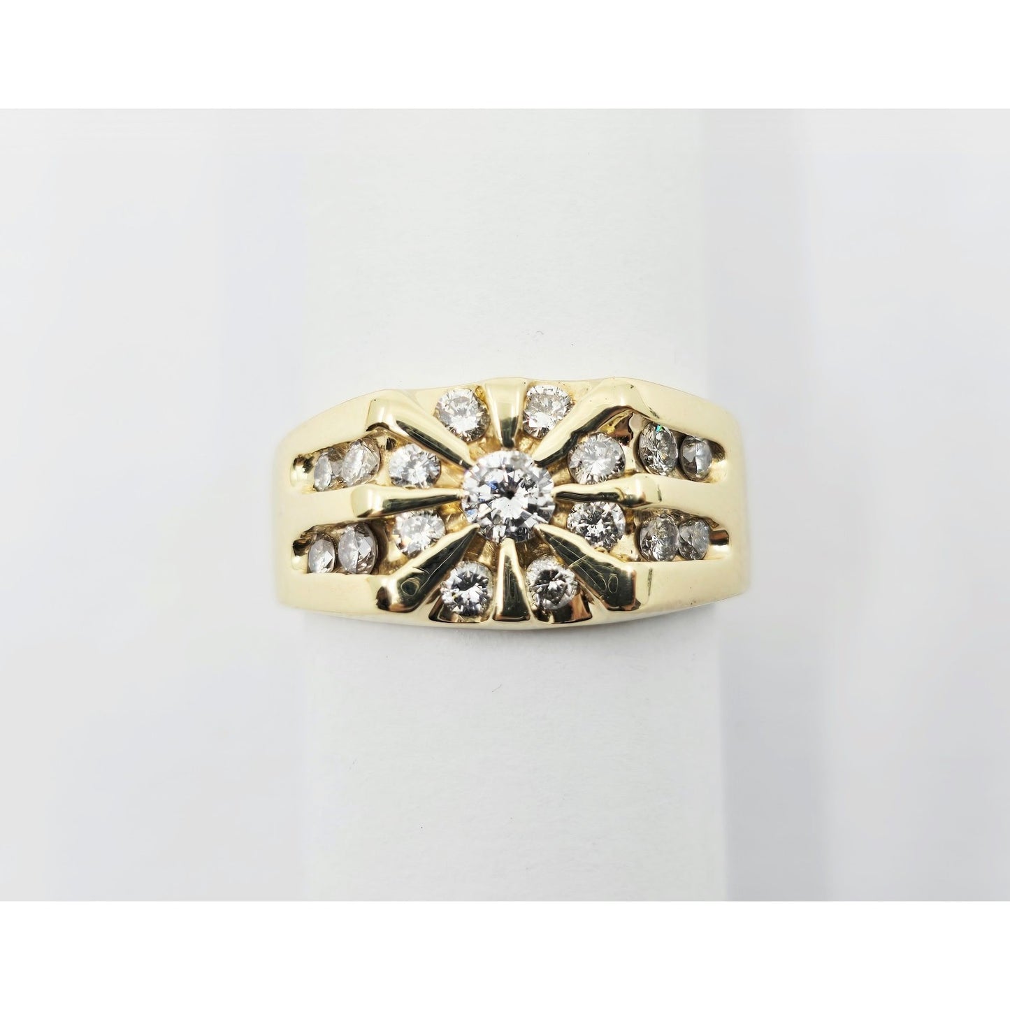 14K Yellow Gold Men's Diamond Cluster Ring