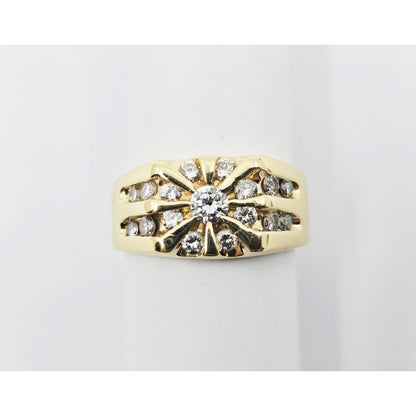 14K Yellow Gold Men's Diamond Cluster Ring