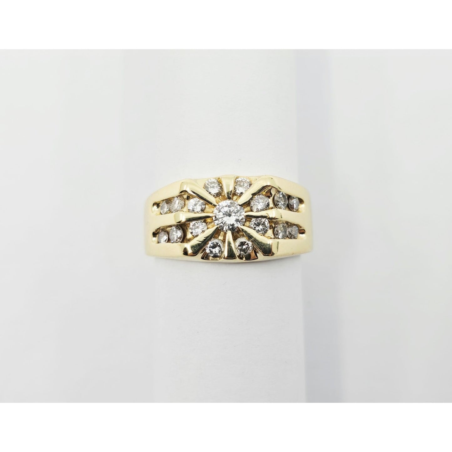 14K Yellow Gold Men's Diamond Cluster Ring