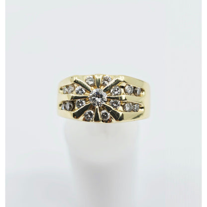 14K Yellow Gold Men's Diamond Cluster Ring