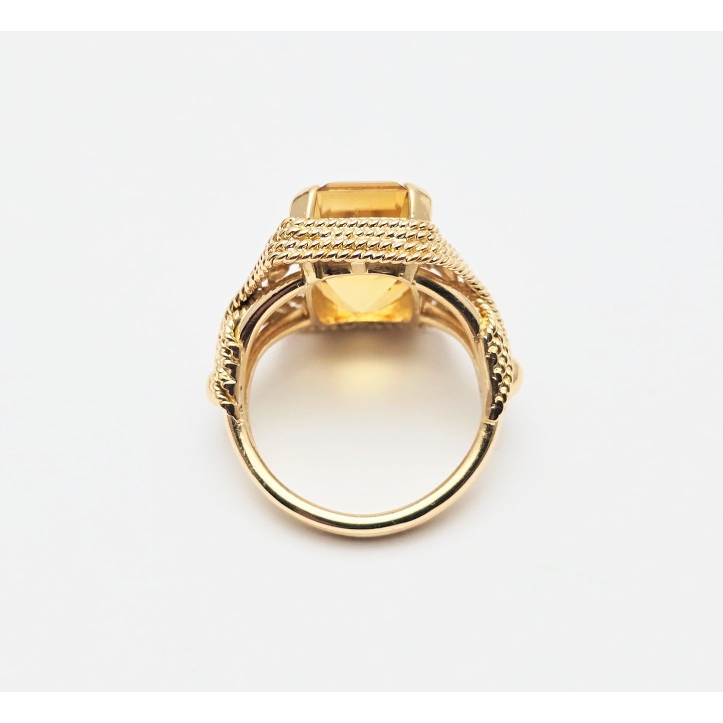 18K Yellow Gold Large Emerald Cut Citrine Ring