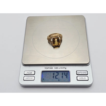 18K Yellow Gold Large Emerald Cut Citrine Ring