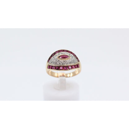 14K Yellow Gold Ruby & Diamond Ring