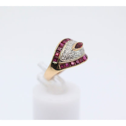 14K Yellow Gold Ruby & Diamond Ring