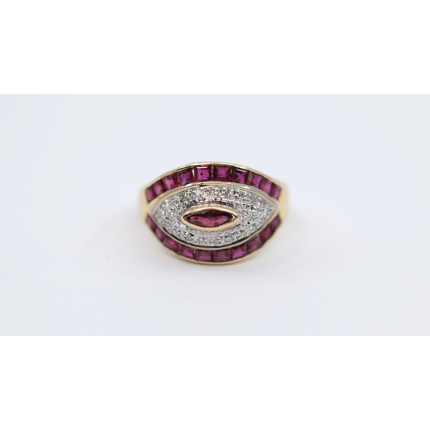14K Yellow Gold Ruby & Diamond Ring