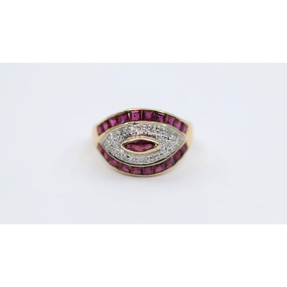 14K Yellow Gold Ruby & Diamond Ring