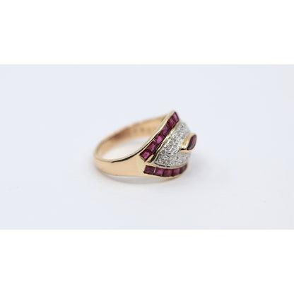 14K Yellow Gold Ruby & Diamond Ring