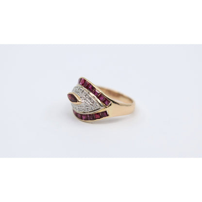 14K Yellow Gold Ruby & Diamond Ring