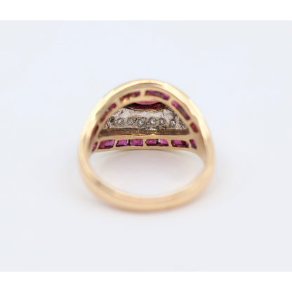 14K Yellow Gold Ruby & Diamond Ring