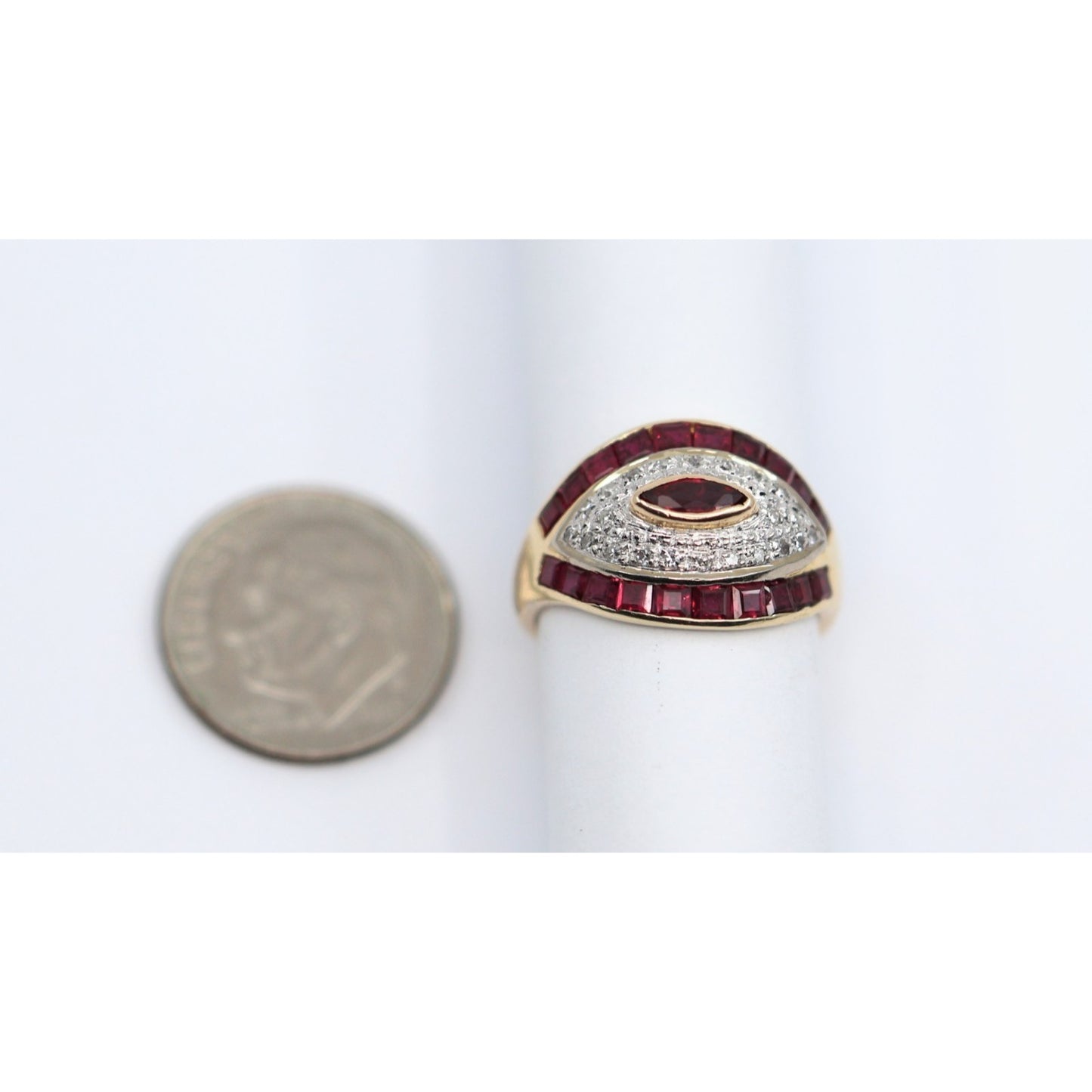 14K Yellow Gold Ruby & Diamond Ring