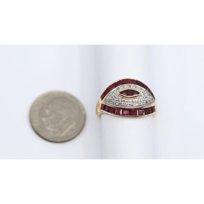 14K Yellow Gold Ruby & Diamond Ring