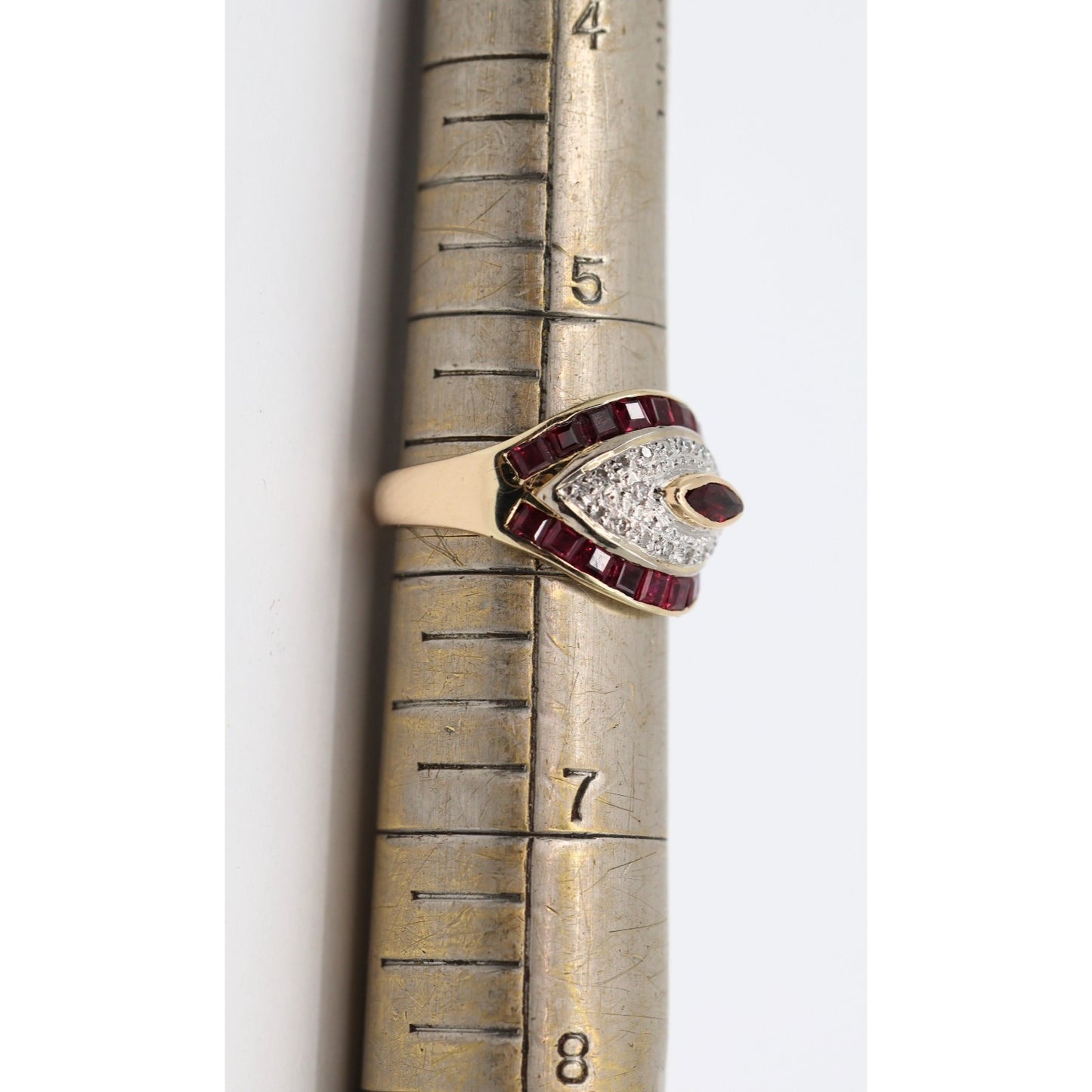 14K Yellow Gold Ruby & Diamond Ring