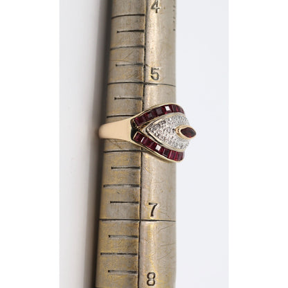 14K Yellow Gold Ruby & Diamond Ring