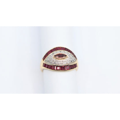 14K Yellow Gold Ruby & Diamond Ring