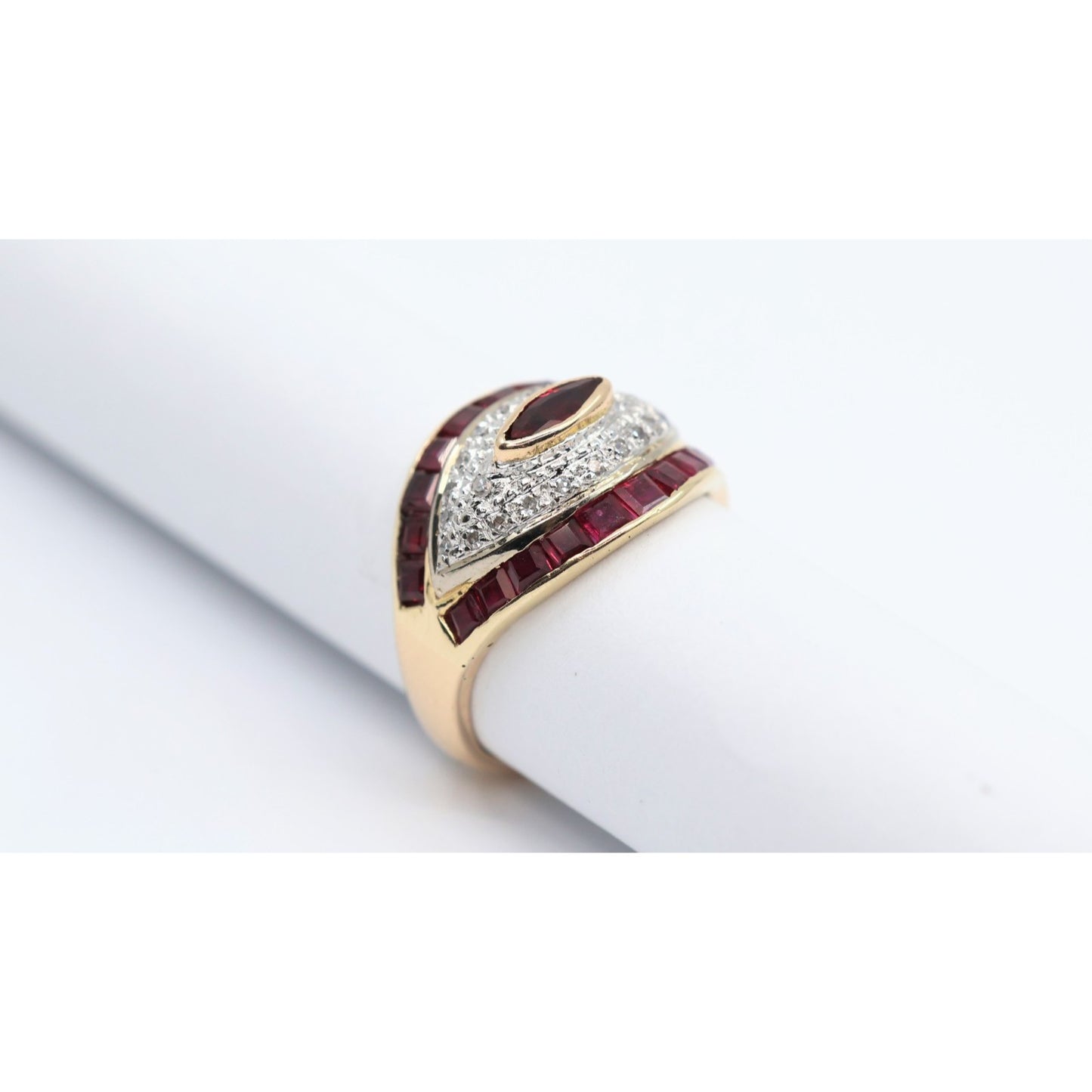 14K Yellow Gold Ruby & Diamond Ring