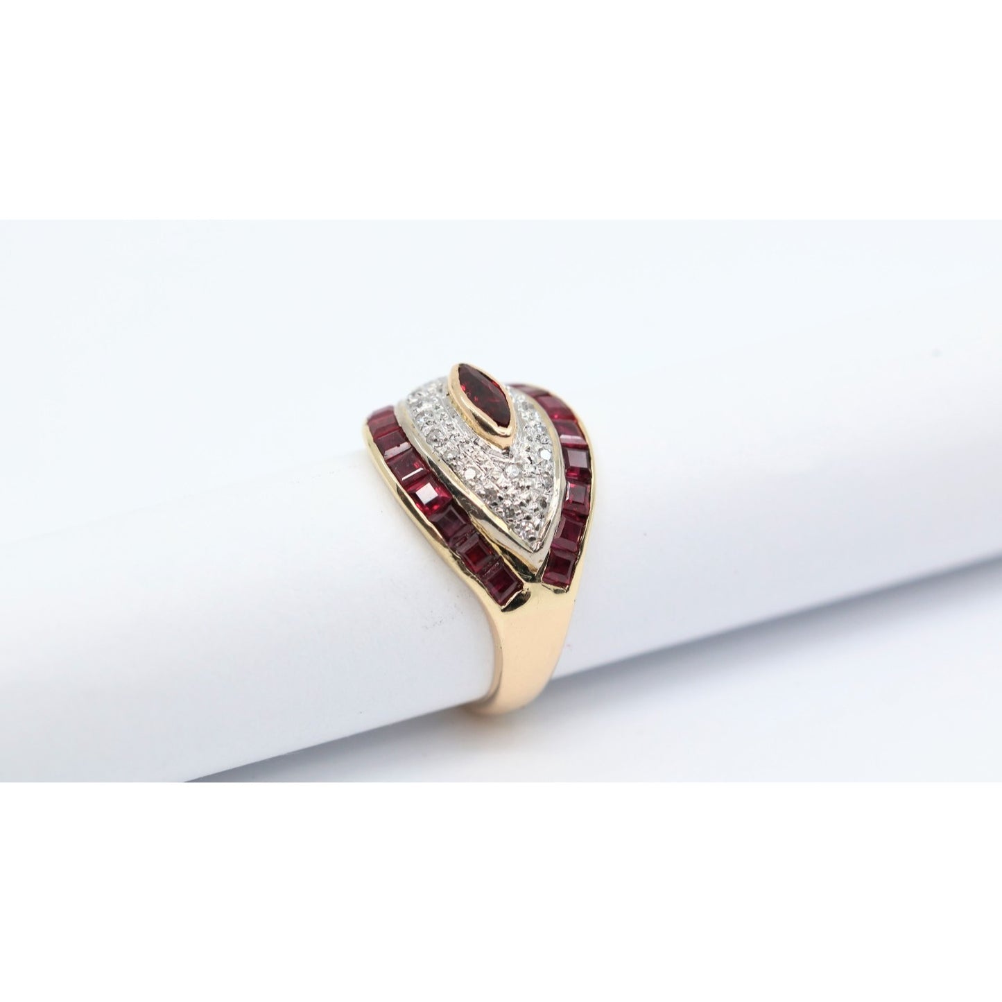 14K Yellow Gold Ruby & Diamond Ring