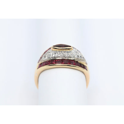 14K Yellow Gold Ruby & Diamond Ring