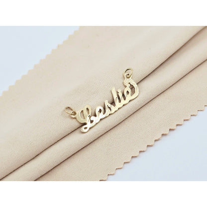 14K Yellow Gold Name Initial "Leslie" Charm Pendant