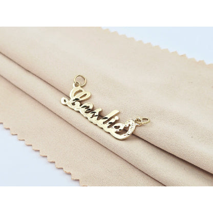14K Yellow Gold Name Initial "Leslie" Charm Pendant
